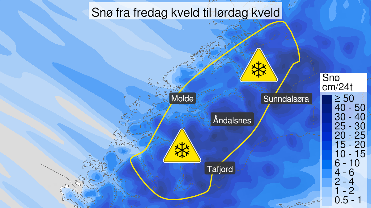 Map over Snow, yellow level, Inner areas of Møre and Romsdal, 2023-02-17T18:00:00+00:00, 2023-02-18T18:00:00+00:00