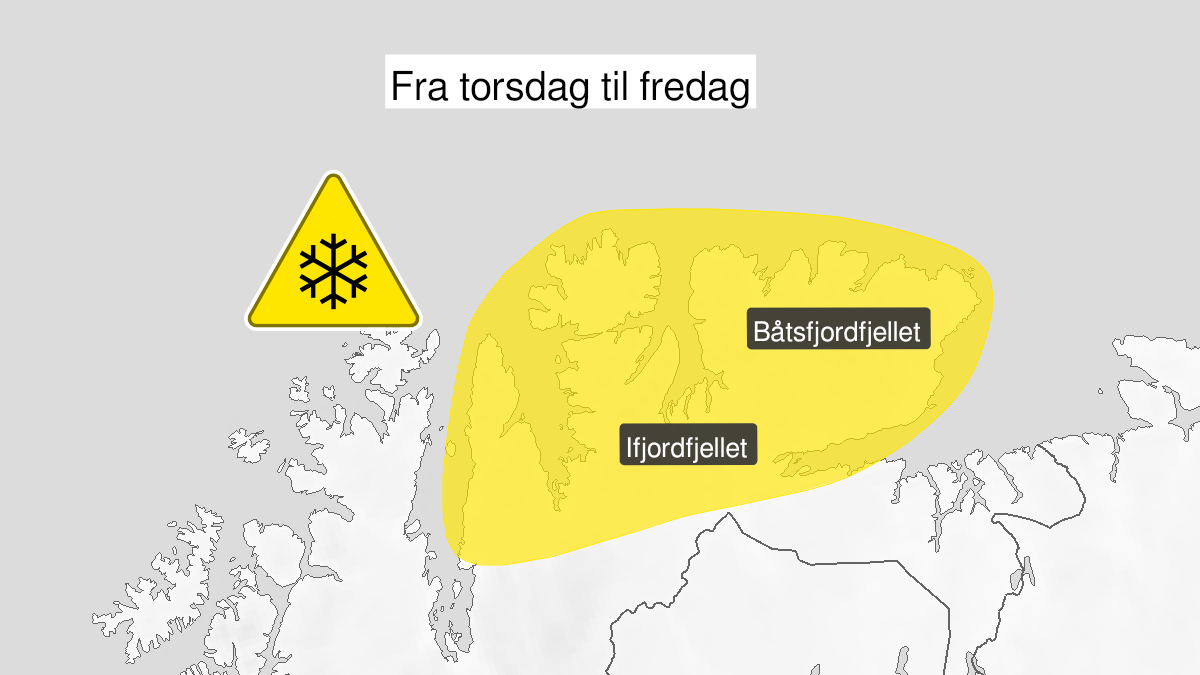 Map over Blowing snow, yellow level, Parts of East-Finnmark, 2022-12-08T09:00:00+00:00, 2022-12-09T06:00:00+00:00