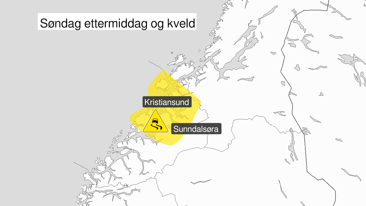 Kart over Nedgradert varsel for is, Ytre strøk av Nordmøre