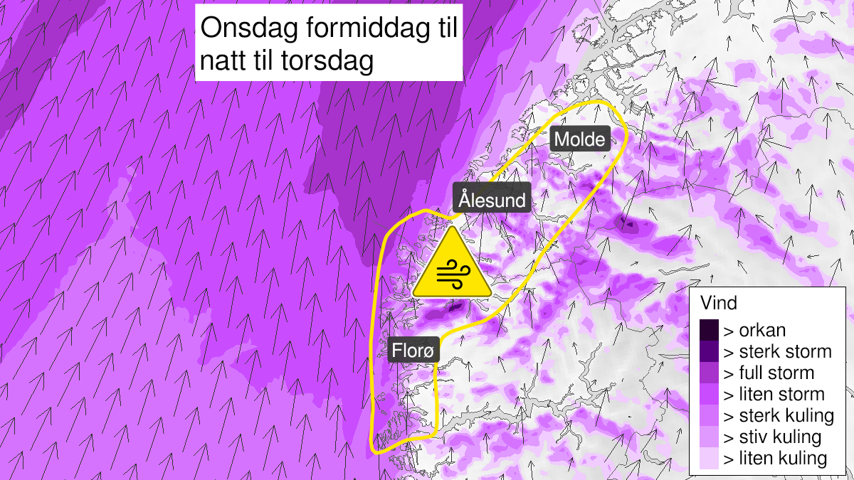 Kart over Kraftige vindkast, gult nivå, Deler av Møre og Romsdal og Sogn og Fjordane, 2023-02-08T09:00:00+00:00, 2023-02-09T02:00:00+00:00