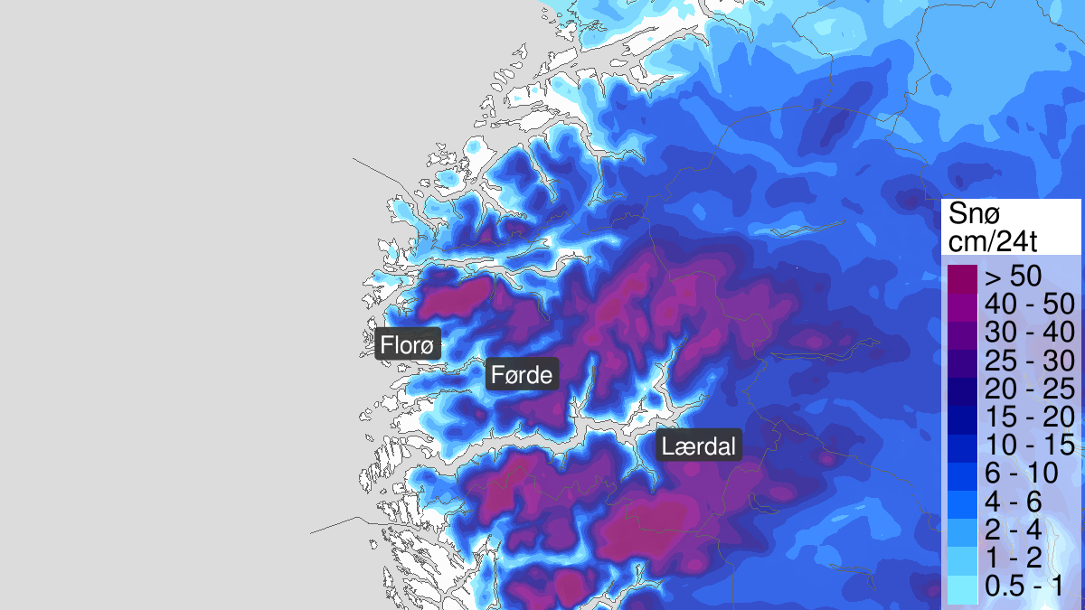 Mye snø, gult nivå, Sogn og Fjordane, 10 December 12:00 UTC til 11 December 12:00 UTC.